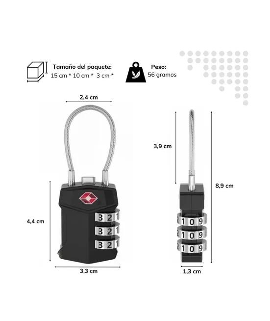 CANDADO DE SEGURIDAD CON CABLE DE ACERO Y CLAVE DE 3 DÍGI... - 4