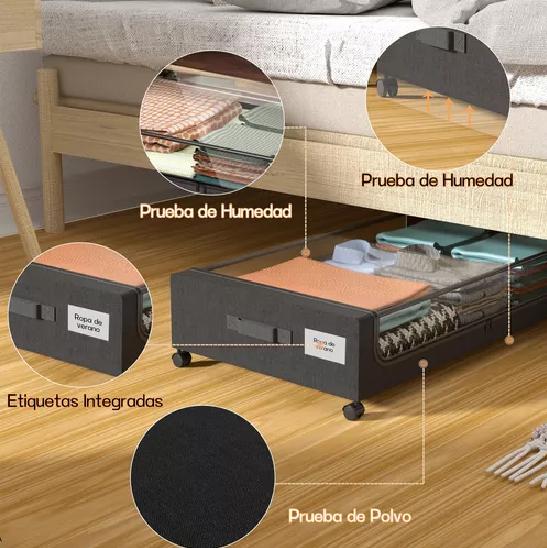 CAJA ORGANIZADORA BAJO CAMA CON RUEDAS 2 PIEZAS - 7