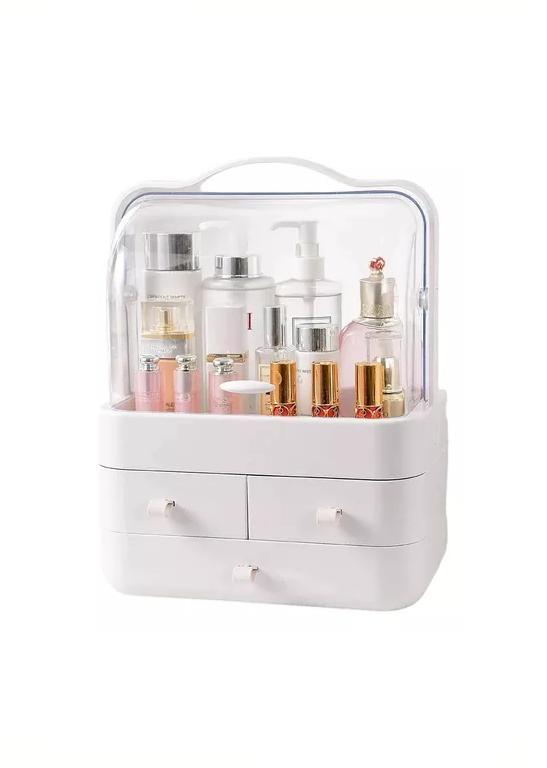 CAJA ORGANIZADOR COSMÉTICOS MAQUILLAJE PORTÁTIL MULTIUSO BLANCO - 1