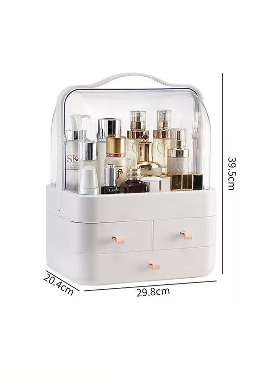 CAJA ORGANIZADOR COSMÉTICOS MAQUILLAJE PORTÁTIL MULTIUSO BLANCO - 4