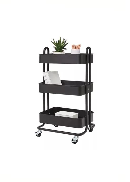 CARRITO ORGANIZADOR MULTIUSO CON RUEDAS ACERO CASATUA NEGRO - 2