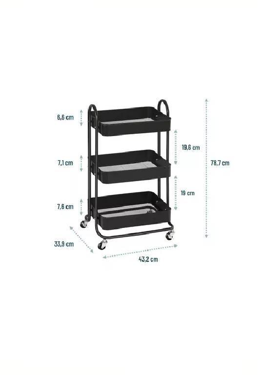 CARRITO ORGANIZADOR MULTIUSO CON RUEDAS ACERO CASATUA NEGRO - 4