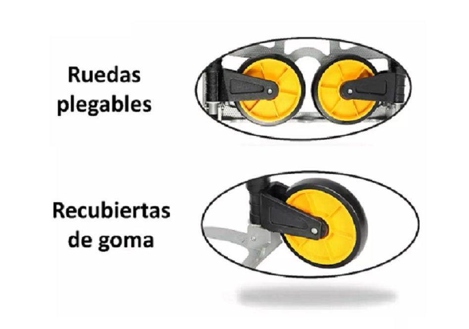 CARRO DE CARGA 150 KILOS CON MANILLAS Y CUERDA ELÁSTICA COLOR NEGRO - 6