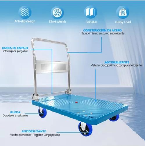CARRO DE CARGA YEGUA PLEGABLE 300 KG COLOR CELESTE - 3