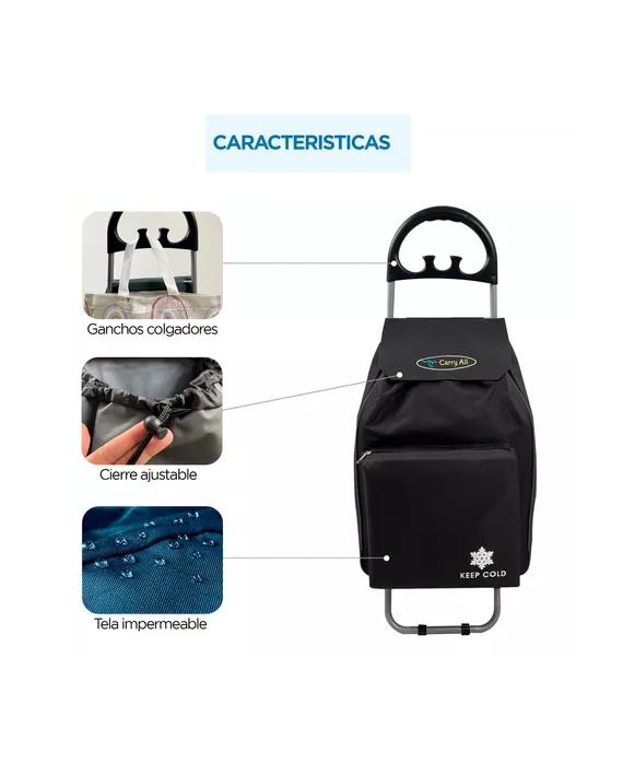 CARRITO DE COMPRAS PLEGABLE 47 L COLOR NEGRO - 3