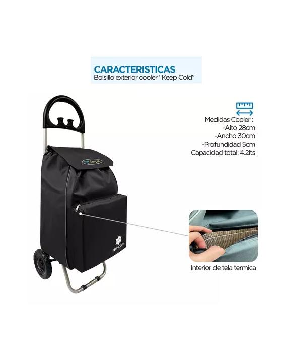 CARRITO DE COMPRAS PLEGABLE 47 L COLOR NEGRO - 4