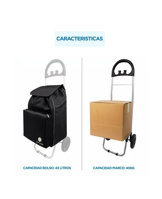 CARRITO DE COMPRAS PLEGABLE 47 L COLOR NEGRO - 6