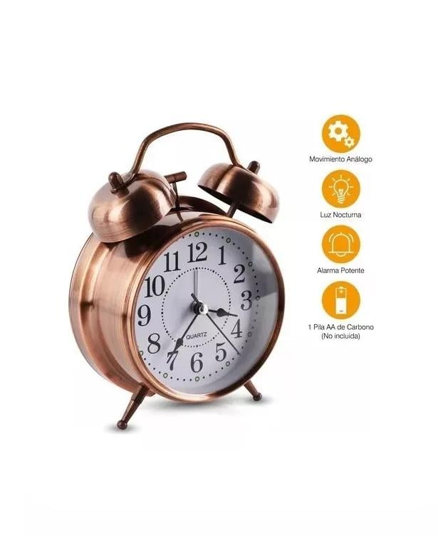 RELOJ DESPERTADOR CAMPANA RETRO ANALÓGICO - 2