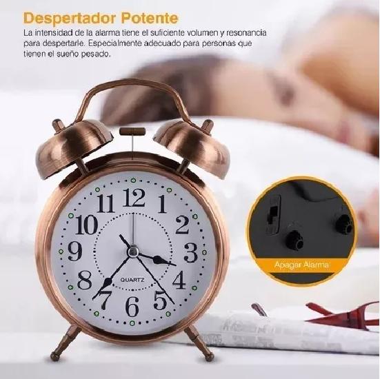 RELOJ DESPERTADOR CAMPANA RETRO ANALÓGICO - 5