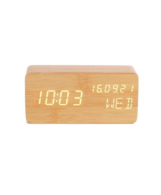 DESPERTADOR DIGITAL RELOJ MADERA RELOJ ESCRITORIO LED - 1