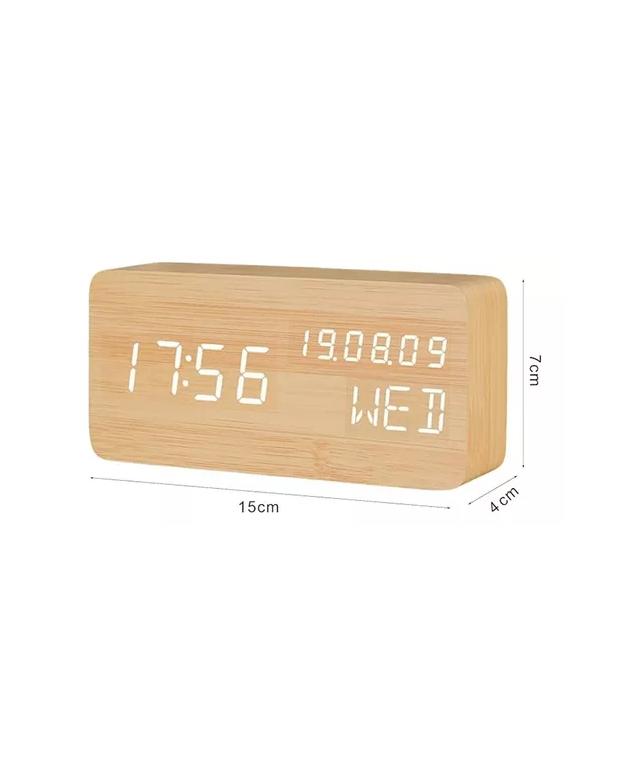 DESPERTADOR DIGITAL RELOJ MADERA RELOJ ESCRITORIO LED - 2