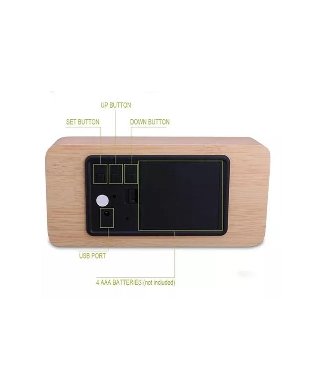 DESPERTADOR DIGITAL RELOJ MADERA RELOJ ESCRITORIO LED - 3