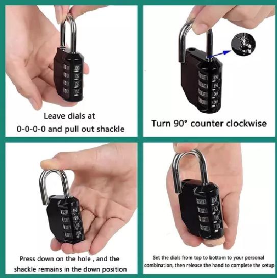 X3 CANDADO NUMERICA 4 DIGITOS CANDADOS SEGURIDAD CON CLAVE - 6