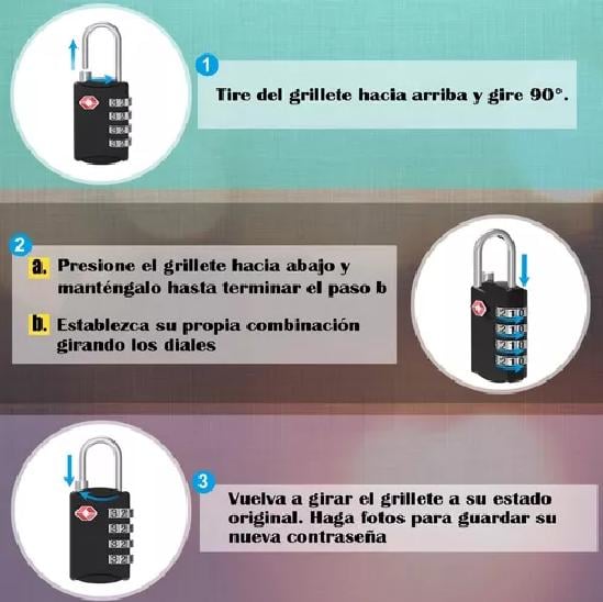 2PZS CANDADOS DE COMBINACIÓN PARA EQUIPAJE COLOR NEGRO - 6