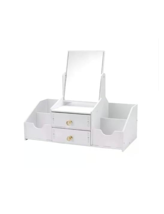ORGANIZADOR MAQUILLAJE CON ESPEJO DISEÑO RECTANGULAR ARMABLE - 1