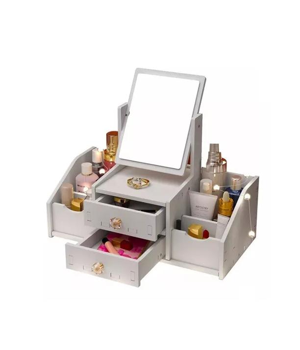 ORGANIZADOR MAQUILLAJE CON ESPEJO DISEÑO RECTANGULAR ARMABLE - 3