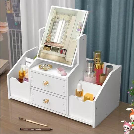 ORGANIZADOR MAQUILLAJE CON ESPEJO DISEÑO RECTANGULAR ARMABLE - 4