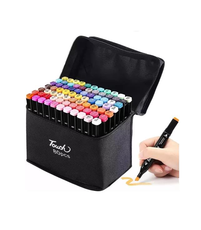 SET ROTULADORES DOBLE PUNTA PARA COLOREAR 80PCS MULTICOLOR - 3