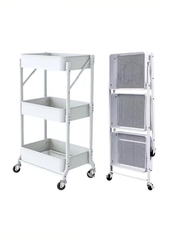 ORGANIZADOR CARRO PLEGABLE MULTIUSO 3 NIVELES BLANCO - 3