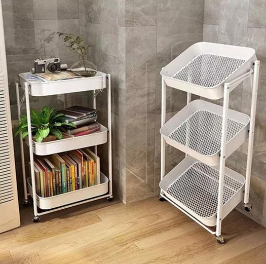 ORGANIZADOR CARRO PLEGABLE MULTIUSO 3 NIVELES BLANCO - 5