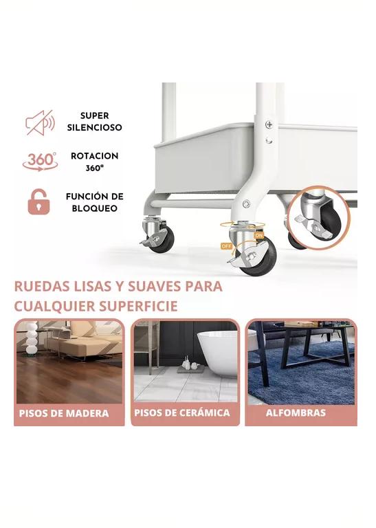ORGANIZADOR CARRO PLEGABLE MULTIUSO 3 NIVELES BLANCO - 6