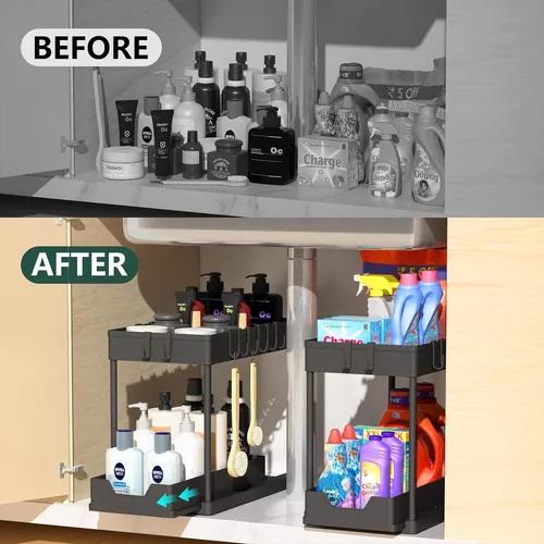 ORGANIZADOR BAJO LAVAPLATOS EXTRAÍBLE COCINA BAÑO 2 UNIDADES - 5