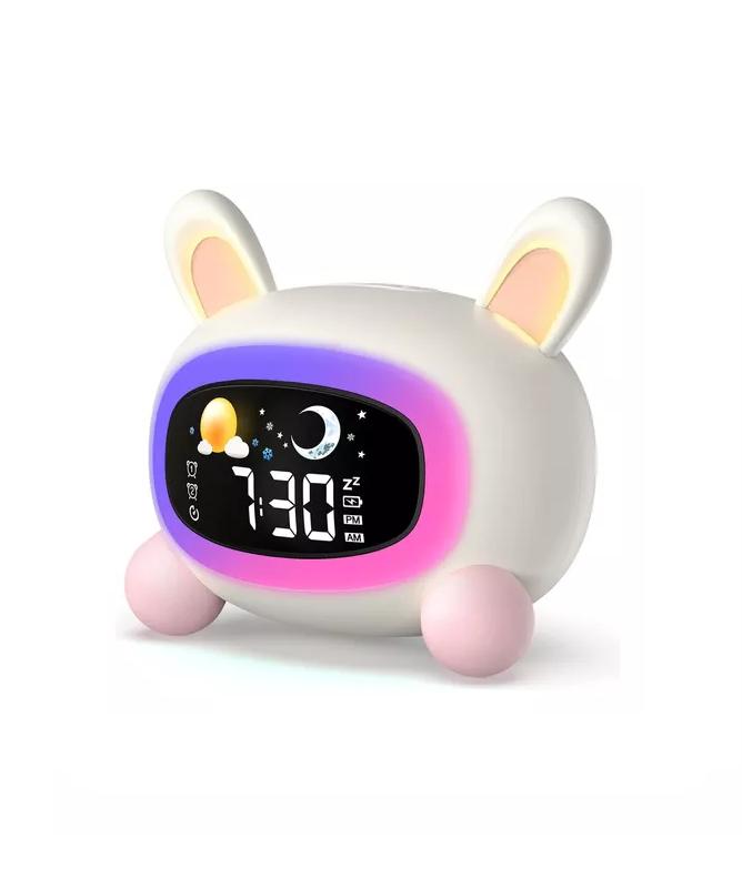 DESPERTADOR INFANTIL DE GATO CON LUCES NOCTURNAS COLOR RO... - 1