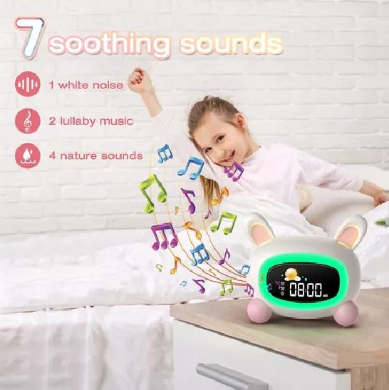 DESPERTADOR INFANTIL DE GATO CON LUCES NOCTURNAS COLOR RO... - 4