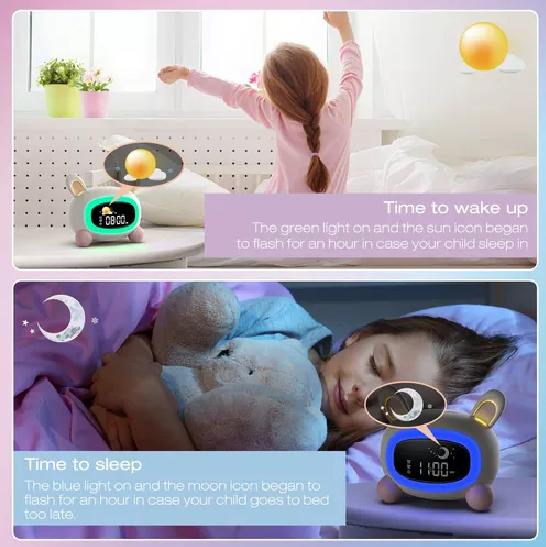 DESPERTADOR INFANTIL DE GATO CON LUCES NOCTURNAS COLOR RO... - 5
