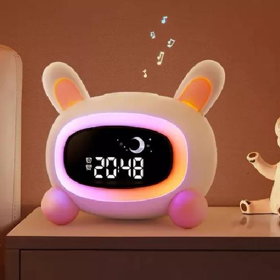 DESPERTADOR INFANTIL DE GATO CON LUCES NOCTURNAS COLOR RO... - 6
