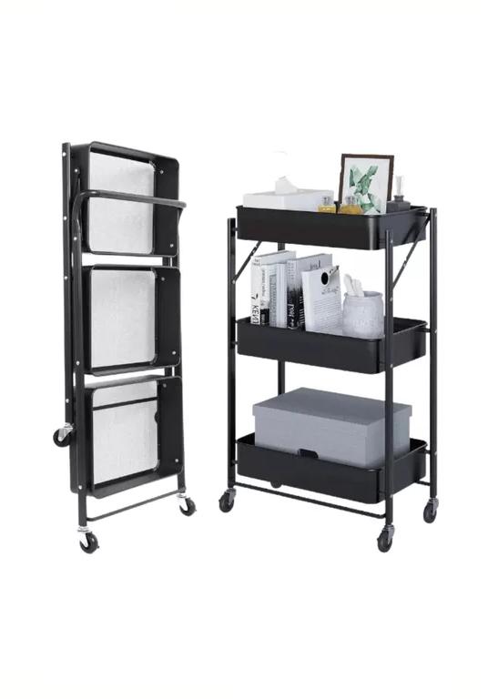 ORGANIZADOR CARRO PLEGABLE MULTIUSO 3 NIVELES NEGRO - 2