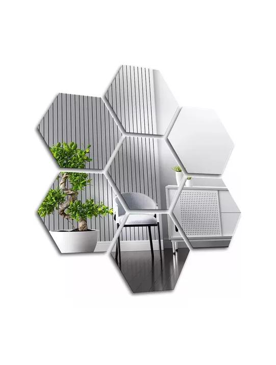 SET PEGATINAS ESPEJOS DECORATIVOS MARINSHOP VINILO PARED ACRÍLICO HEXAGONAL 15U - 1