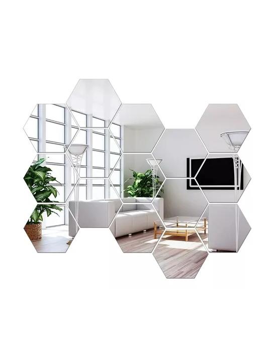 SET PEGATINAS ESPEJOS DECORATIVOS MARINSHOP VINILO PARED ACRÍLICO HEXAGONAL 15U - 4