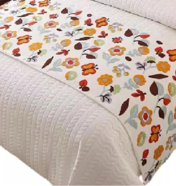 PIECERA BORDADA PARA CAMA SIN FUNDAS DE COJÍN DISEÑO 9 COLOR CREMA - 2
