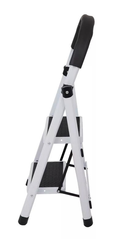 ESCALERA DE ACERO PLEGABLE CON 2 ESCALONES COLOR NEGRO - 2
