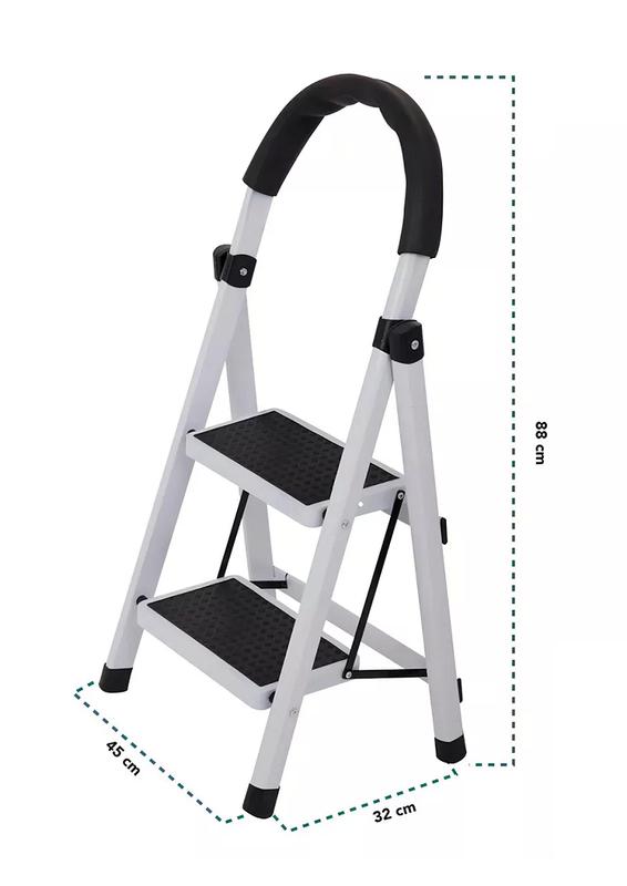 ESCALERA DE ACERO PLEGABLE CON 2 ESCALONES COLOR NEGRO - 4