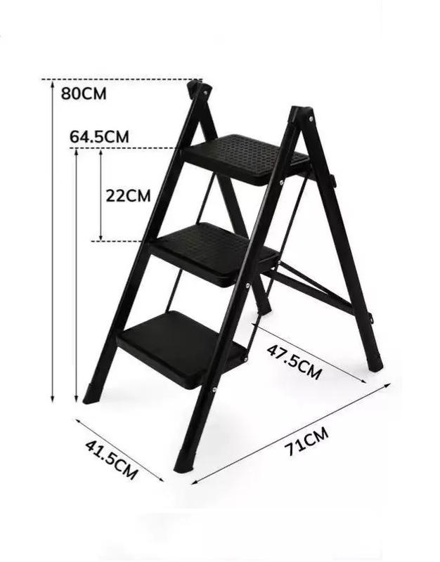 ESCALERA PLEGABLE ACERO CON 3 P NEGRO - 2