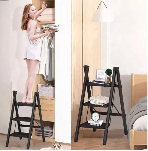 ESCALERA PLEGABLE ACERO CON 3 P NEGRO - 4