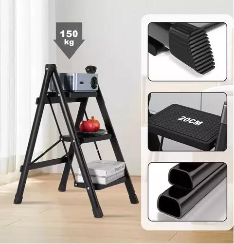 ESCALERA PLEGABLE ACERO CON 3 P NEGRO - 5
