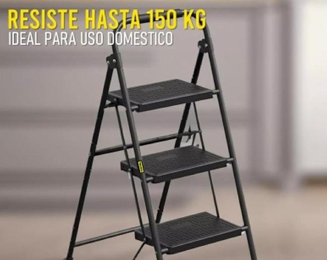 ESCALERA PLEGABLE MULTIUSO 3 PELDAÑOS COLOR NEGRO - 3
