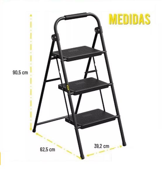 ESCALERA PLEGABLE MULTIUSO 3 PELDAÑOS COLOR NEGRO - 4