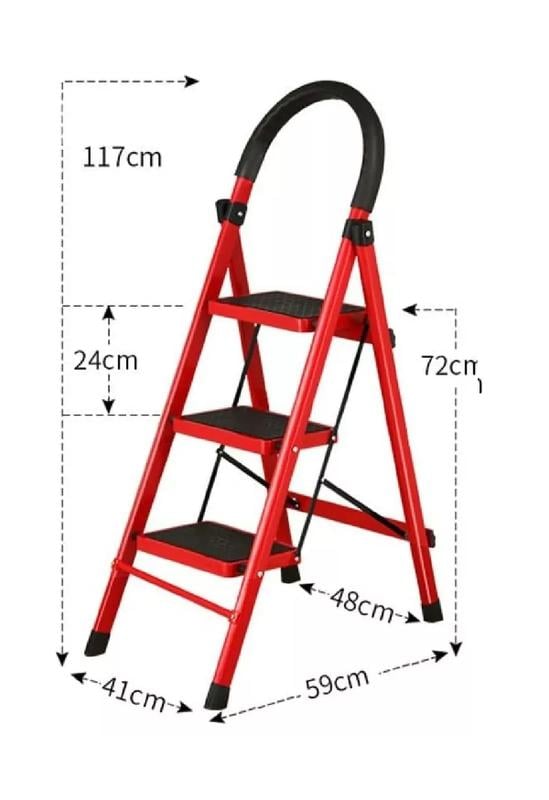 ESCALERA ANTIDESLIZANTE PLEGABLE ROJA - 3