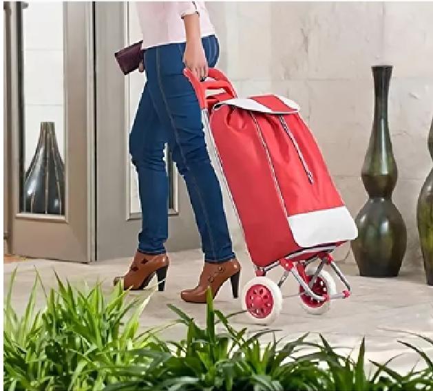 CARRITO DE COMPRAS PLEGABLE 30 KG COLOR ROJO - 5