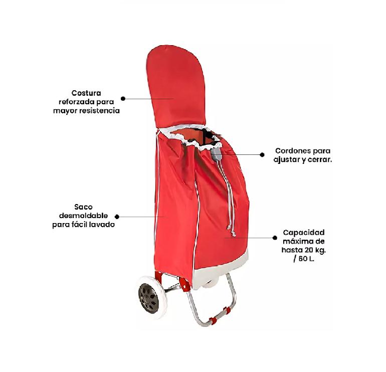 CARRITO DE COMPRAS PLEGABLE 30 KG COLOR ROJO - 9