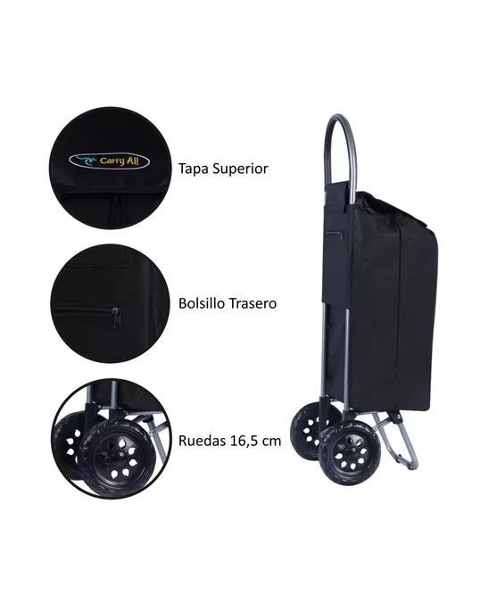 CARRITO DE COMPRAS PLEGABLE 35 LITROS COLOR NEGRO - 4