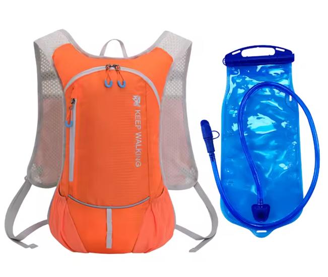 MOCHILA ULTRALIGERA OUTDOOR TREKKING RUNNING + BOLSA AGUA NARANJA - 2