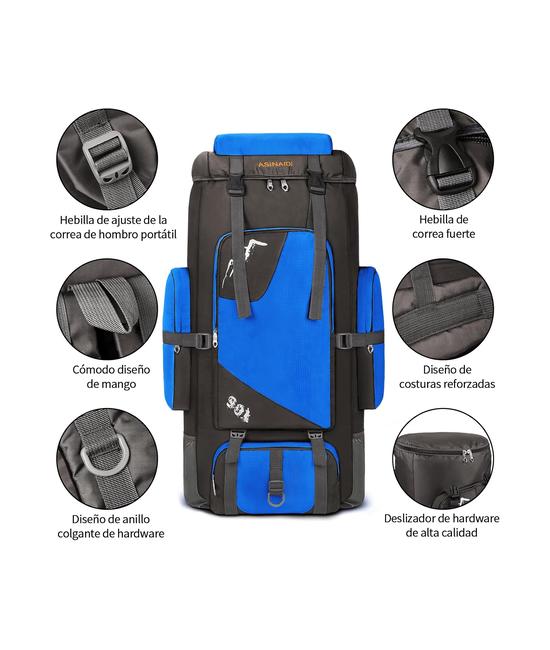 MOCHILA IMPERMEABLE DE 90L COLOR AZUL - 2