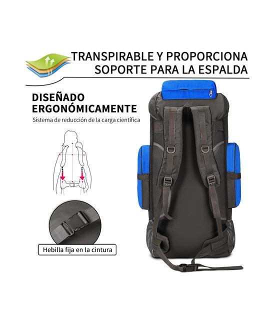 MOCHILA IMPERMEABLE DE 90L COLOR AZUL - 4
