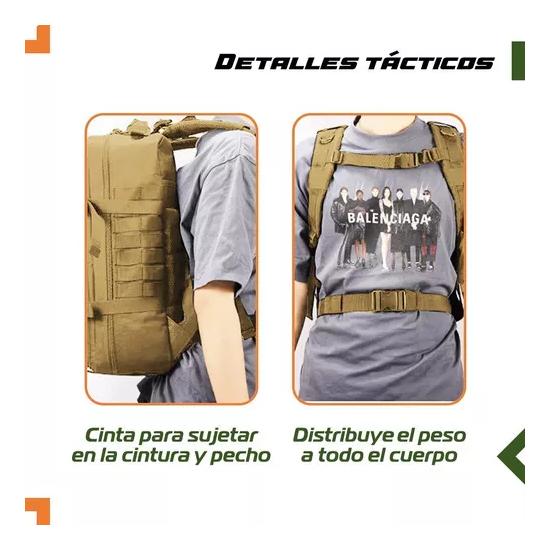 MOCHILA TÁCTICA MILITAR IMPERMEABLE COLOR CAFÉ - 5