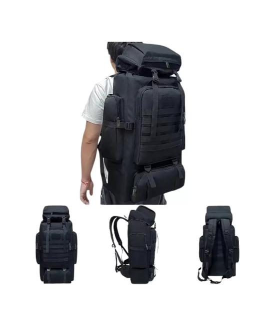 MOCHILA DE CAMPAÑA 80L COLOR NEGRO - 5